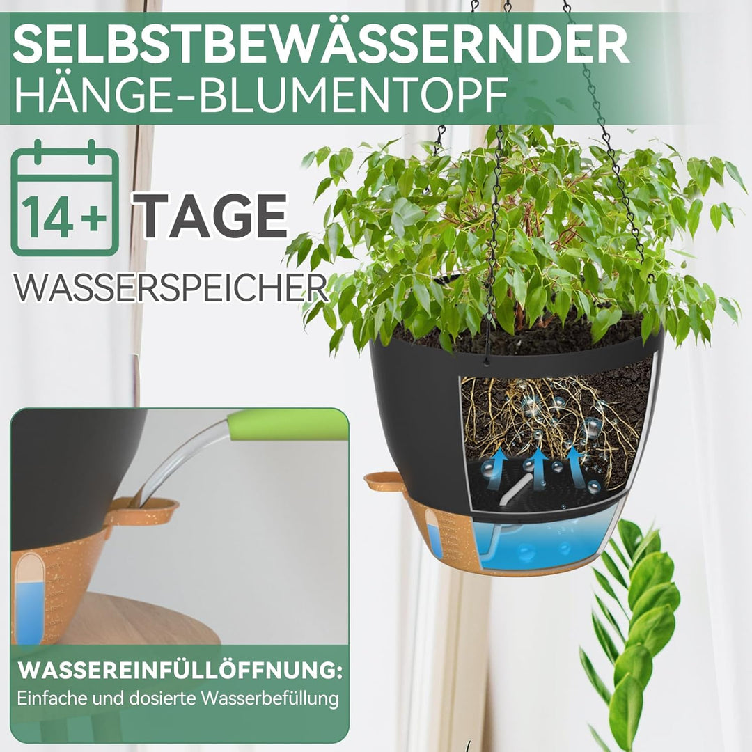 ZMTECH 30 cm Hängetopf für Pflanzen mit Bewässerungslippe 12 Zoll selbstbewässernder Pflanzentopf mi