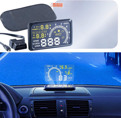 Lescars OBD Display: Head-up-Display HUD-55C für OBD2-Anschluss (OBD Anzeige, Tachoanzeige auf Winds