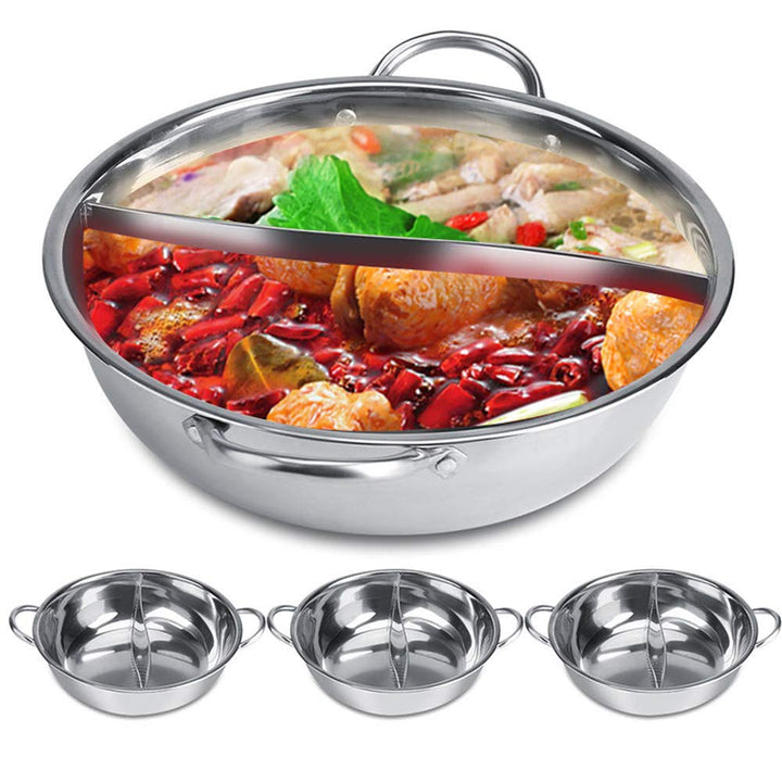 Hot Pot Kocher, 30/32 cm Mandarine Ente Topf Küche Kasserolle Suppe Kochen Werkzeug Edelstahl Dual H