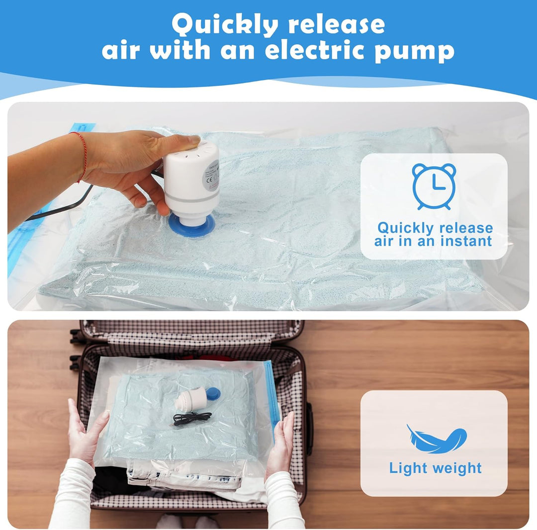 Vakuumbeutel für Kleidung mit Elektrischer Pumpe, 10 PCS（3XL+3L+2M+2S) Vakuumbeutel für Bettdecken,