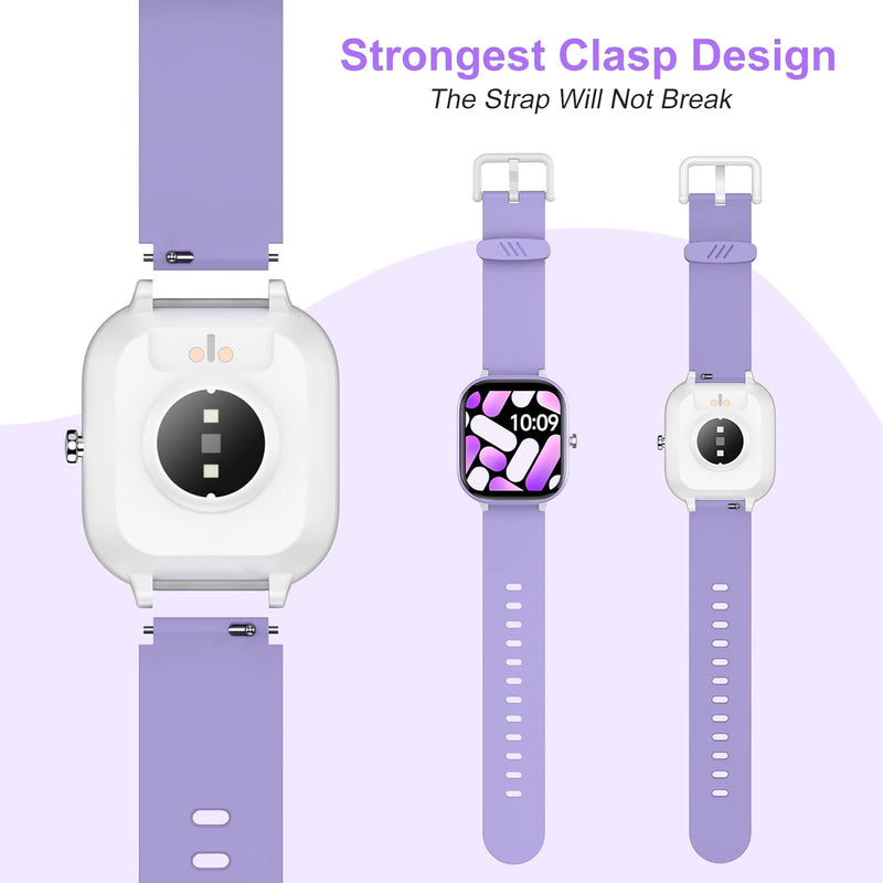 HENGTO Weiches Silikon-Smartwatch-Ersatzarmband, 16 mm, für Jungen und Mädchen A-Purple, A-Purple