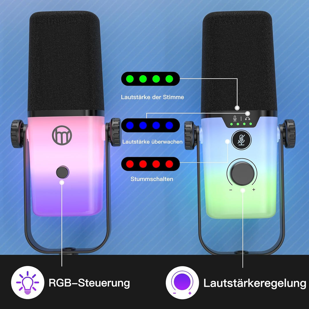 zealsound USB Gaming Mikrofon PC mit Arm – 192kHz Kondensatormikrofon mit Noise Cancelling, Stummsch