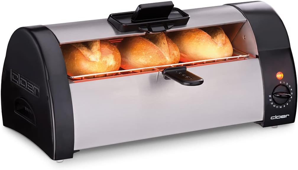 Cloer 3080 Brötchenbäcker zum Aufbacken von Brötchen, Kuchen oder Hefeteilchen 570 W, mattiertes, Ma