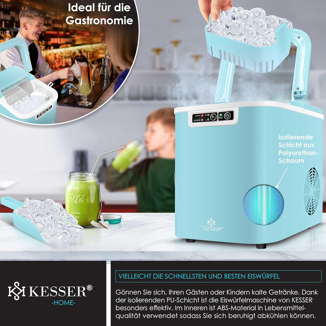 KESSER® Eiswürfelbereiter | Eiswürfelmaschine Edelstahl | Ice Maker | 12 kg 24 h | Zubereitung in 7