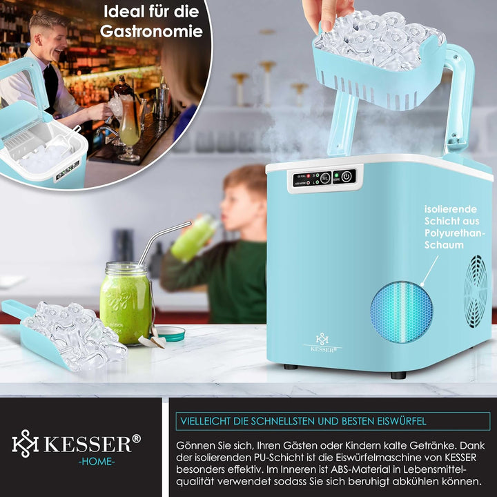 KESSER® Eiswürfelbereiter | Eiswürfelmaschine Edelstahl | Ice Maker | 12 kg 24 h | Zubereitung in 7