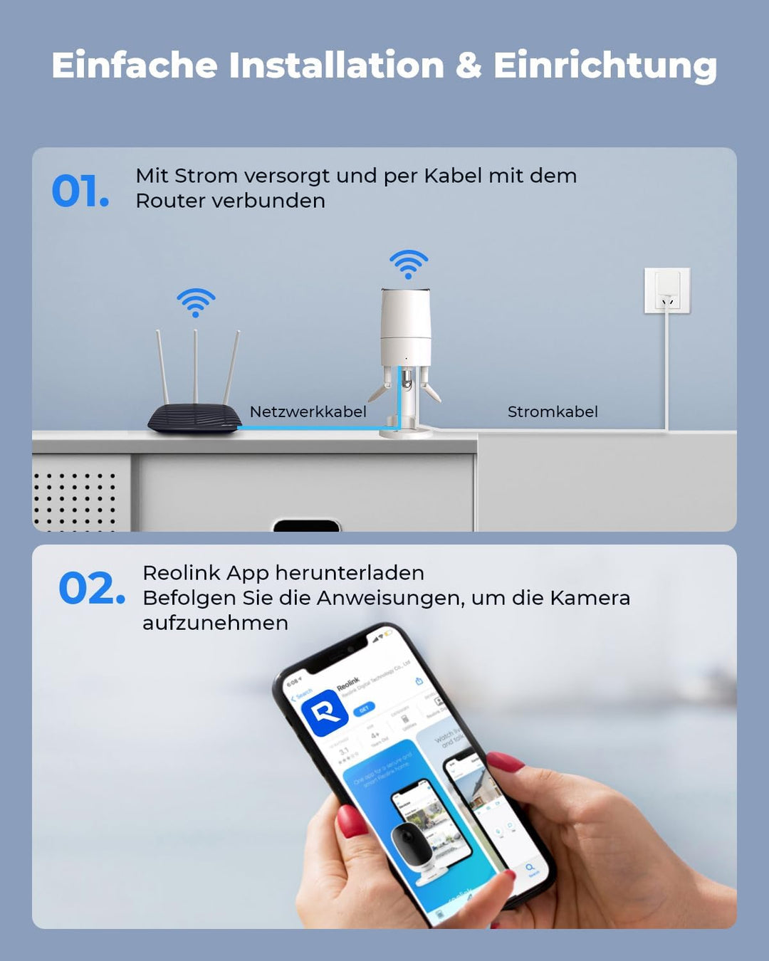 Reolink 5MP WLAN Überwachungskamera Outdoor, 2,4GHz/5GHz WLAN CCTV IP Kamera Aussen mit Personen-/Fa
