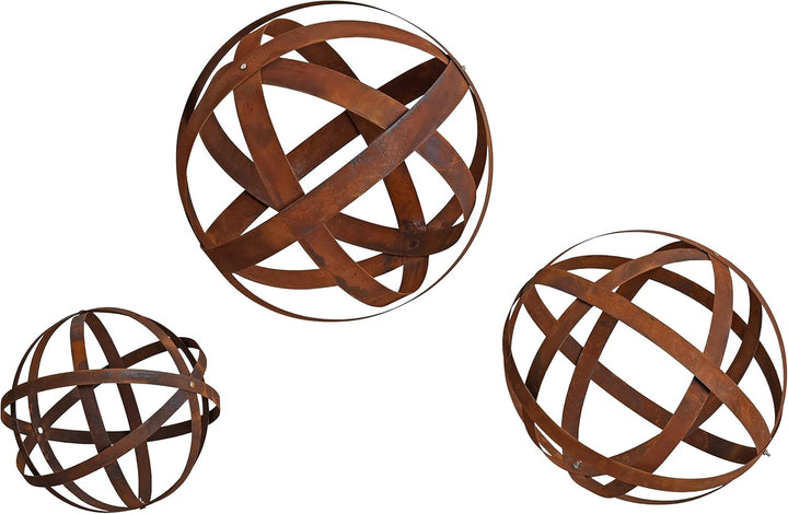 ESTEXO Edelrost Dekokugel Rostkugel Gartenkugel Kugel Metallband Bandeisen Gartendeko Rost Metall (3
