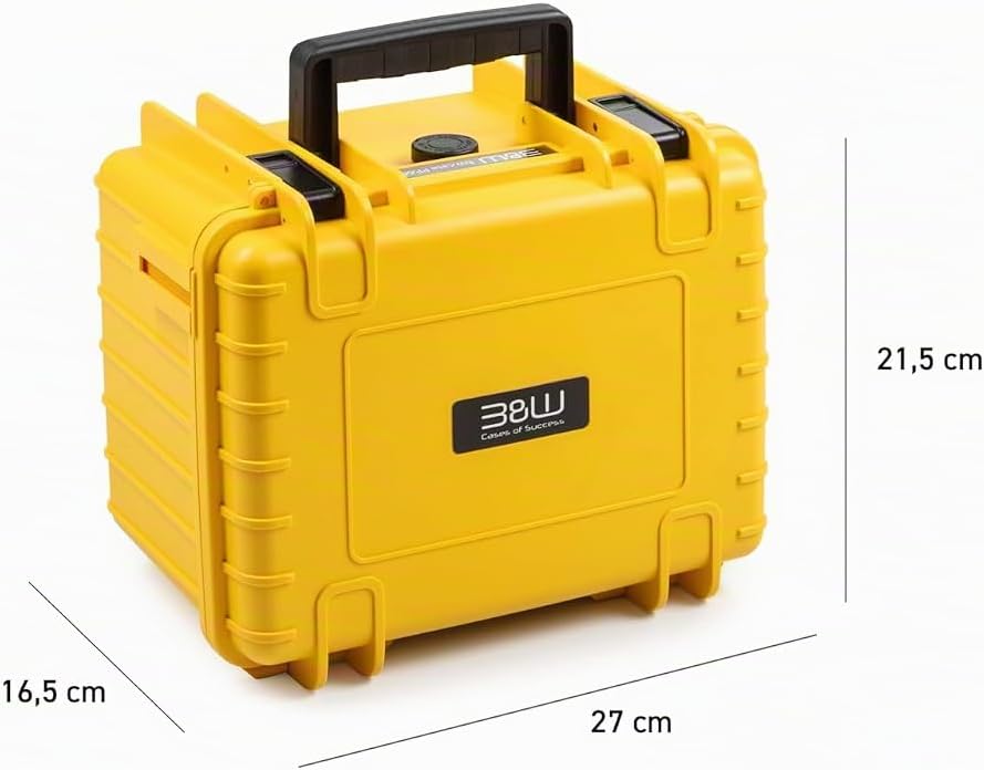 B&amp;W Transportkoffer Outdoor - Typ 2000 - Gelb mit Würfelschaum - Wasserdicht nach IP67 Zertifizierun