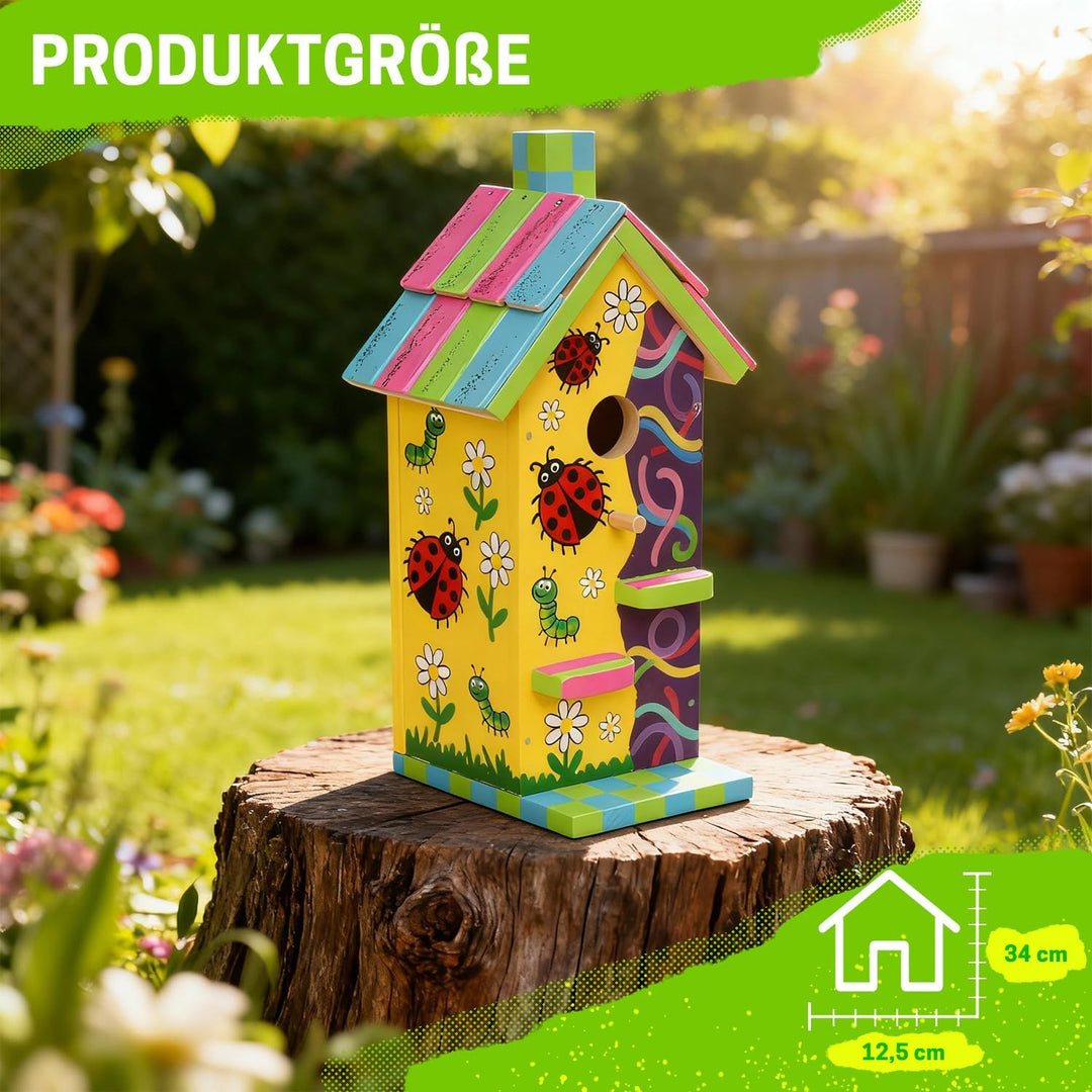 ITA DIY Nistkasten zum Zusammenbauen und Bemalen Skyhaven - Vogelhaus Komplett Bausatz mit Hammer, N