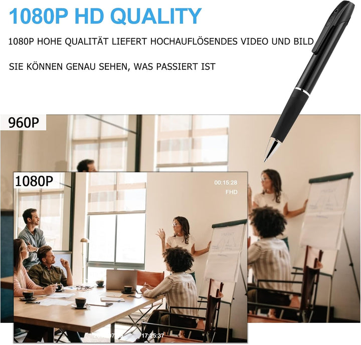KAMREA Mini Stift Kamera, HD 1080P Tragbare Überwachungskamera, Videokamera mit Audio für Unterricht