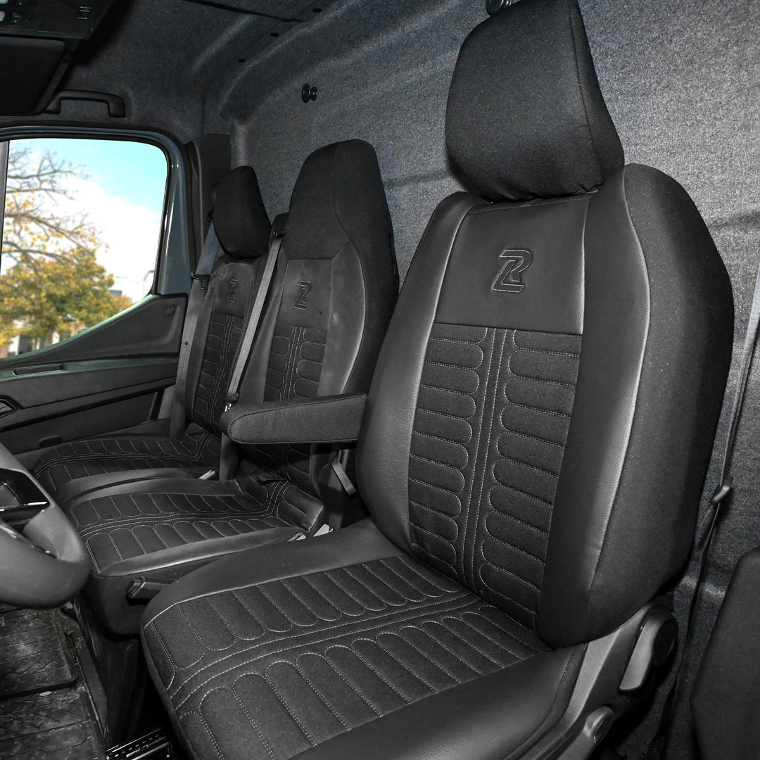 LUCARO Sitzbezüge Auto Set Tornado für enault Renault Master 4, Nissan Interstar 3 Schwarz Rückenleh
