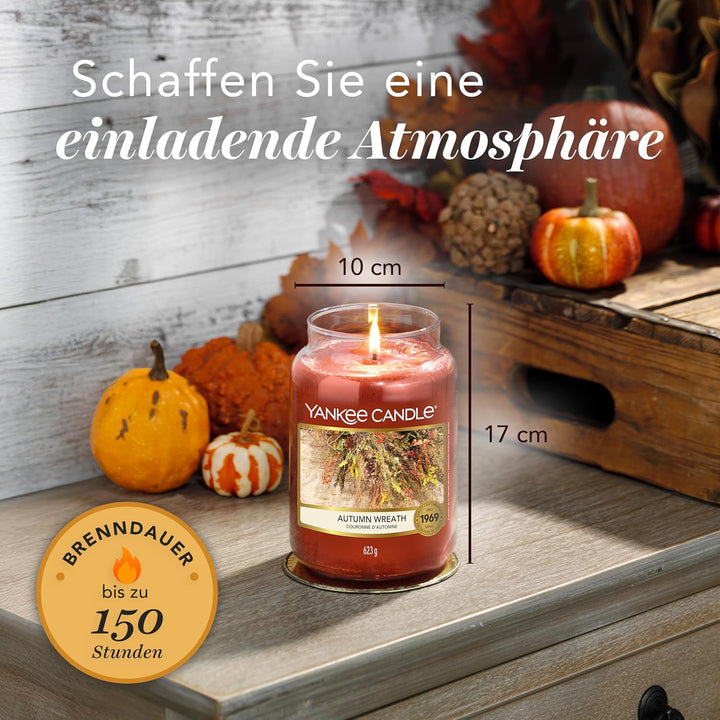 Yankee Candle Duftkerze im Glas (gross) | Autumn Wreath | Kerze mit langer Brenndauer bis zu 150 Stu