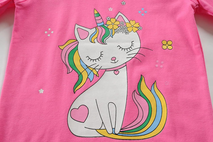 EULLA Kinder Schlafanzüge Mädchen Langarm Winter Pyjama Set Baumwolle Meerjungfrau Einhorn Prinzessi