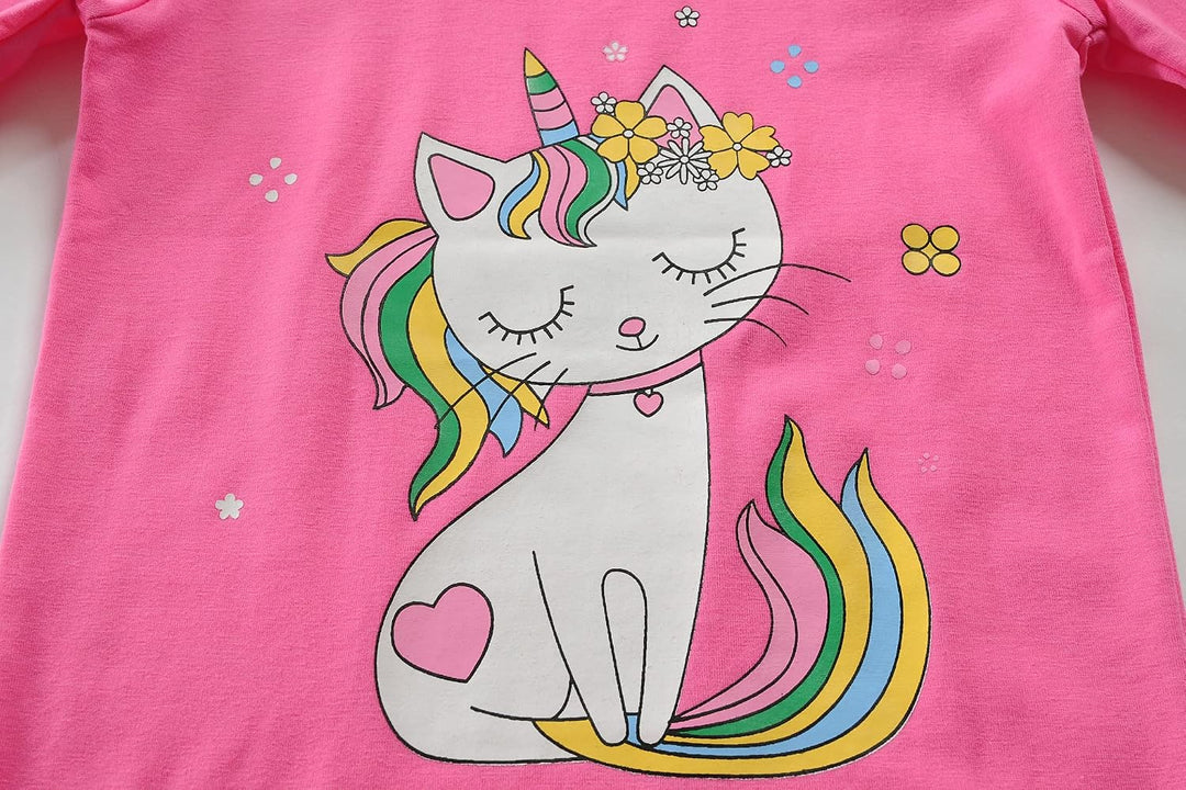EULLA Kinder Schlafanzüge Mädchen Langarm Winter Pyjama Set Baumwolle Meerjungfrau Einhorn Prinzessi