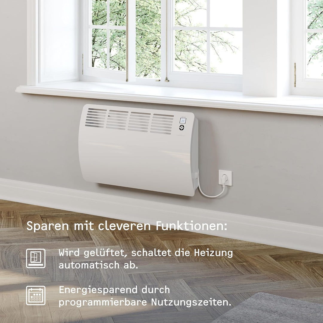 STIEBEL ELTRON Wandkonvektor CON 5 Premium, 0,5 kW für ca. 6 m², VDE geprüft, LC-Display, Wochentime