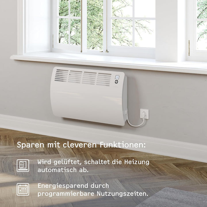 STIEBEL ELTRON Wandkonvektor CON 5 Premium, 0,5 kW für ca. 6 m², VDE geprüft, LC-Display, Wochentime
