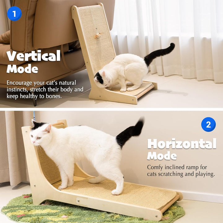 PETKARAY Sisal Kratzbrett Katze, 66 cm L-förmige Kratzbrett, 105° vertikale Kratzfläche, Kratzmöbel