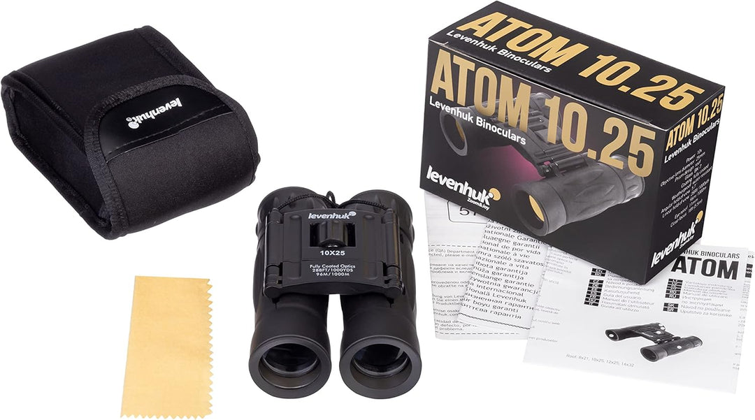 Levenhuk Atom 10x25 Ultrakompaktes Fernglas mit Vollvergüteter BK-7 Glasoptik für Naturgetreue Bilde