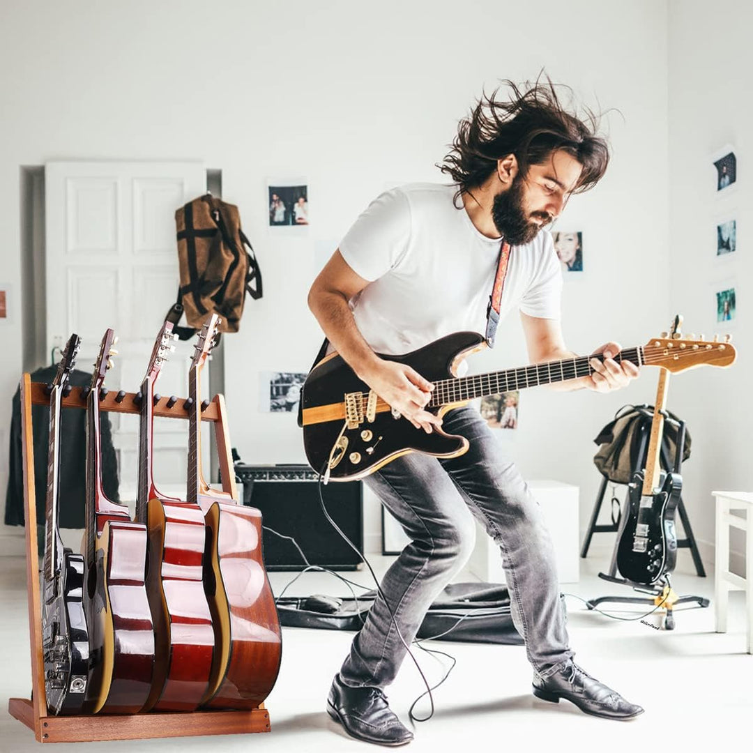 Gitarrenständer, HilerPunk Mehrere Gitarrenständer aus Holz,Gitarren Bodenständer mit Filzpad-Pick S