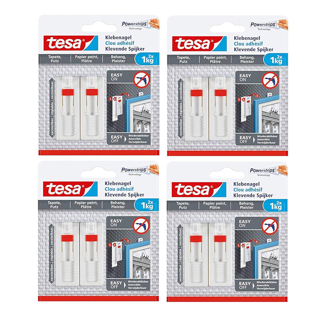 tesa® Verstellbarer Klebenagel für Tapeten und Putz, spurlos wiederablösbar (1kg / 8 Nägel), 1kg / 8