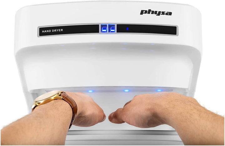 Physa ORIA White Händetrockner (elektrisch, 5-7s, LED-Timer, 1.650W, 230V, Luftgeschwindigkeit: 86 m