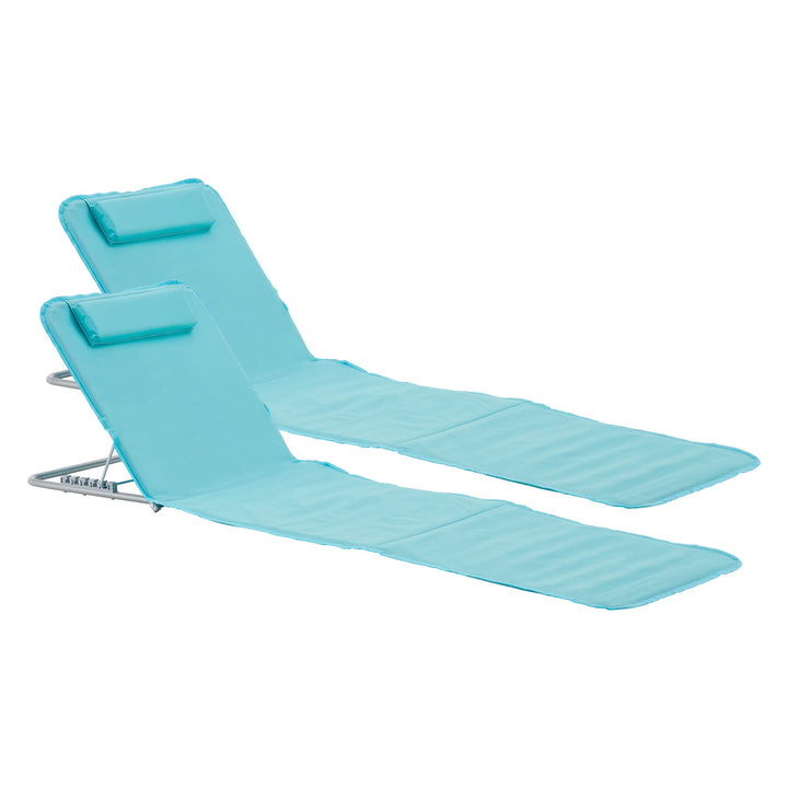 [en.casa] Strandmatte Cellorigo 2er Set Strandliege klappbar Türkis Sonnenmatte mit 5-Fach Verstellb