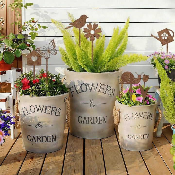 8 Stück Gartendeko Für Draussen Wetterfest Garten Deko Gartenstecker Zubehör Rost Gartenstecker Deko