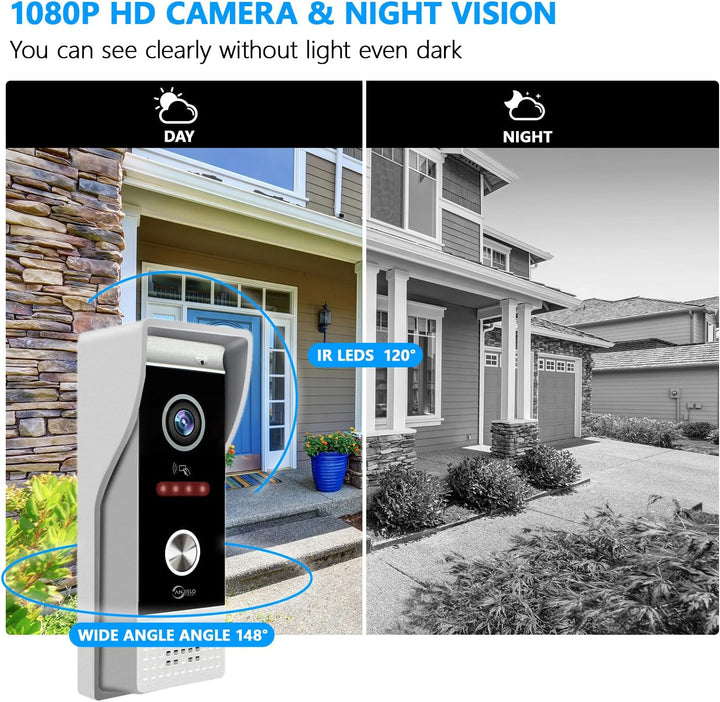 ANJIELO SMART 1080P Video Türklingel Kamera mit 7 Zoll Touchscreen Video Türklingel Gegensprechanlag