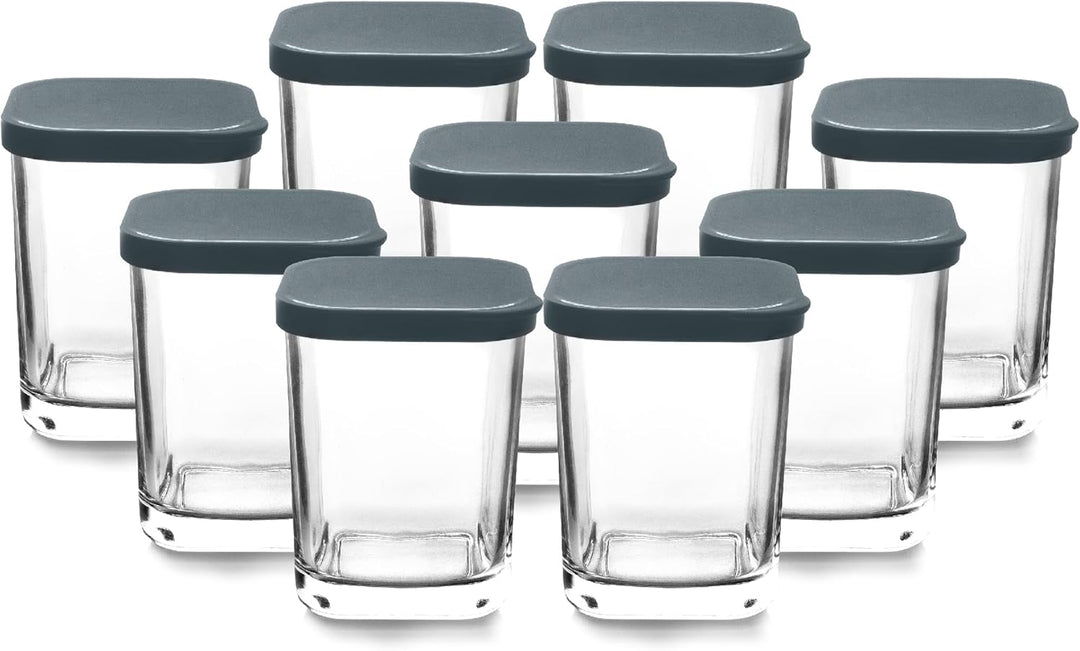 Lacor - 69438 - Joghurtbereiter, Klarglas, 9 Stück, Spülmaschinenfest, BPA-frei, Fassungsvermögen: 1