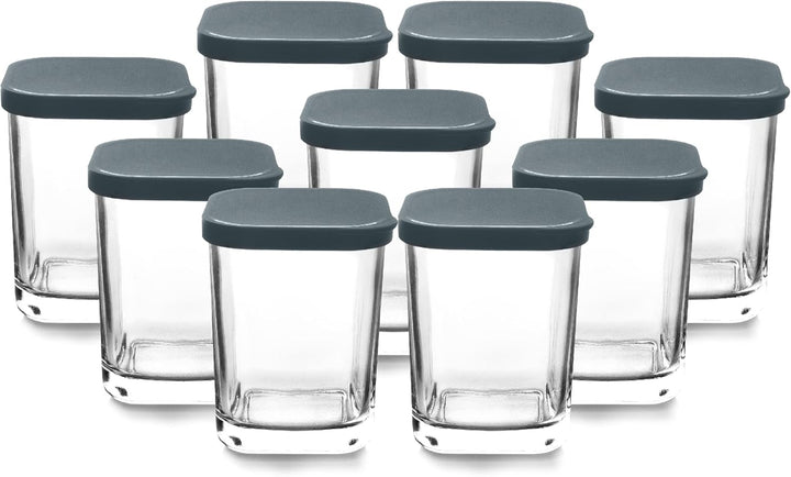Lacor - 69438 - Joghurtbereiter, Klarglas, 9 Stück, Spülmaschinenfest, BPA-frei, Fassungsvermögen: 1