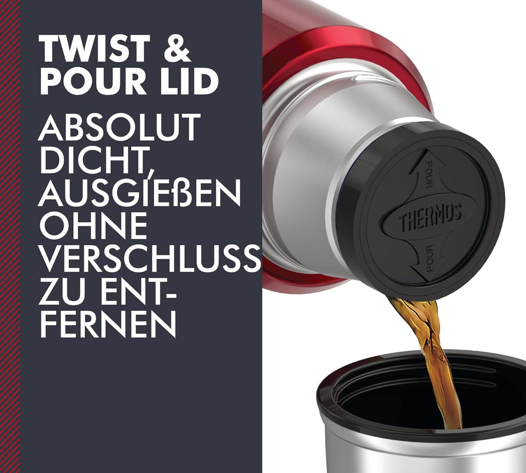 Thermos 4003.248.047 Thermosflasche Stainless King, Edelstahl Cranberry 0,47 l, Drehverschluss, 12 S