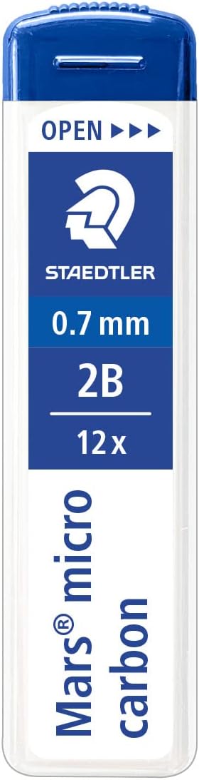 STAEDTLER 250 07-2B Mars Micro Feinminen, Minendurchmesser 0.7 mm, 2B, 12 Stück, graphitgrau