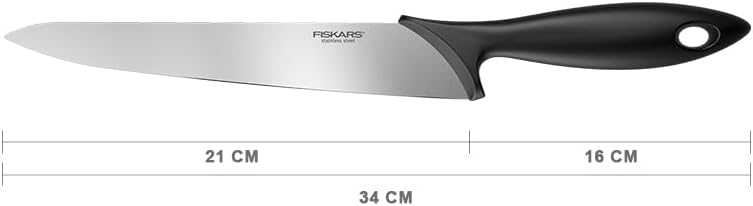 Fiskars Küchenmesser, Klingenlänge: 21 cm, Edelstahl / PP-Kunststoff, Schwarz, Essential, 1023776 St