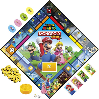 Hasbro Brettspiel Monopoly Junior Super Mario Edition für Kinder ab 5 Jahren Spielen Sie in The Mush