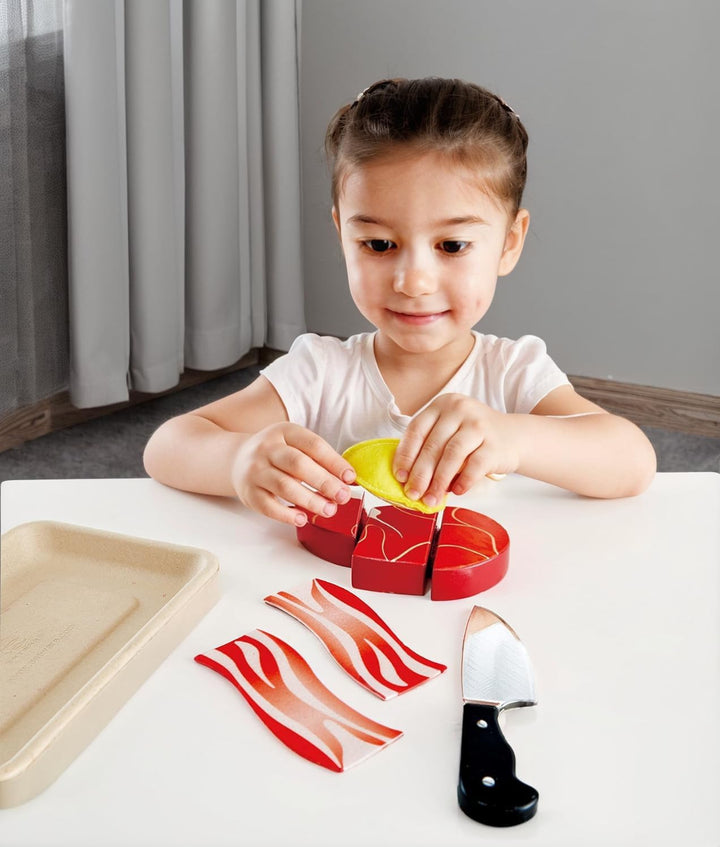 Hape Fisch & Fleisch Set von Hape| Fantasiespiel aus Holz Lebensmittel-Set für Kinder, Kochset mit Z