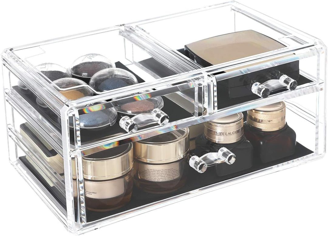 SONGMICS Kosmetik-Organizer aus Acryl, Make-up Organizer mit 6 Schubladen, Aufbewahrungsbox fürs Bad