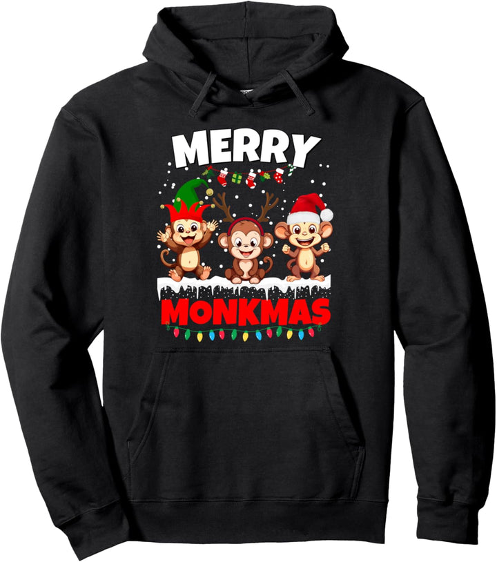 Merry Christmas Monkeys Lustiger Weihnachtsmann für Kinder, Jungen und Mädchen Pullover Hoodie