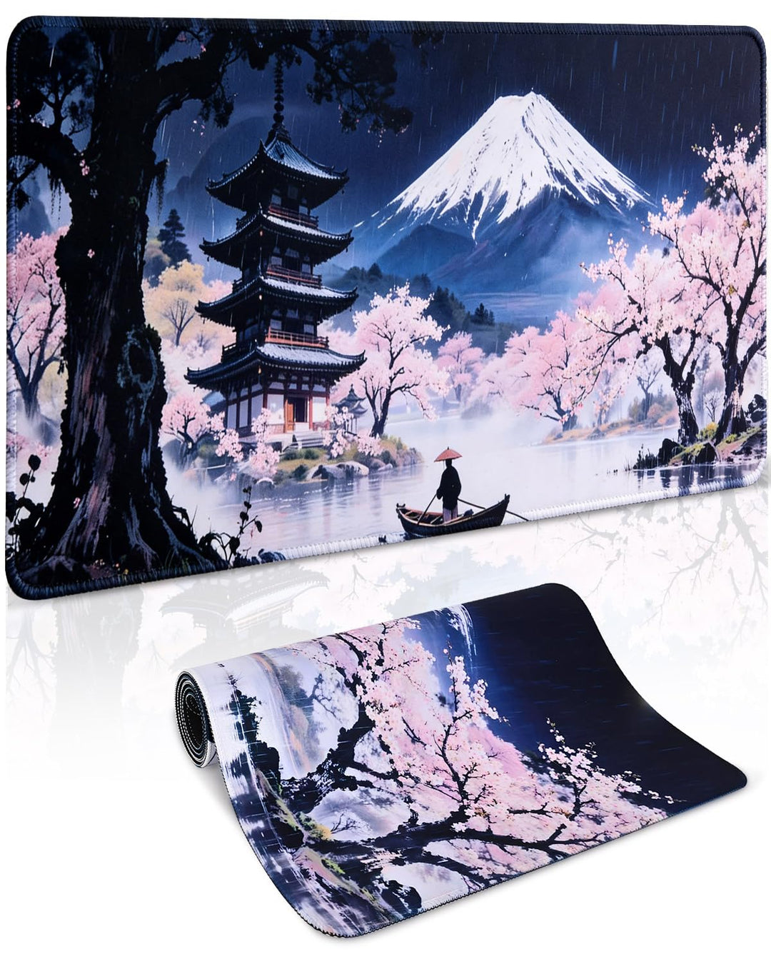XXL Mauspad Gaming Anime Japanische Kunst 900x400mm, Grosses Schreibtisch Mauspad mit Starker Anti-R