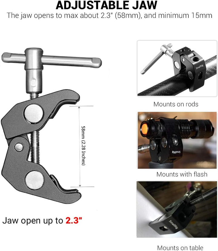 SMALLRIG 5 Zoll Magic Arm mit Super Clamp Large Crab Zangenclip für Monitor LED Licht - KBUM2730, 5