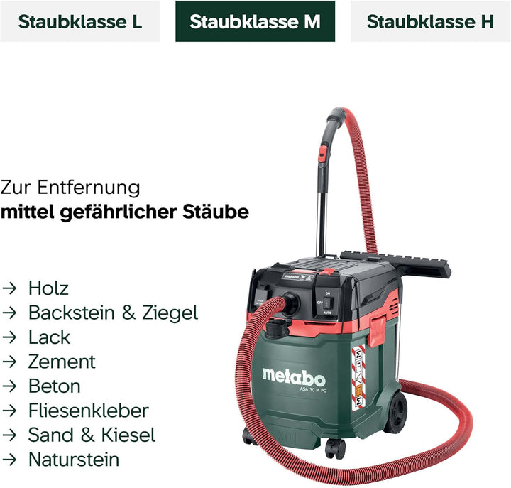 Metabo ASA 30 M PC Allessauger – 602087000 – Nass-/Trockensauger mit integrierter Filterabreinigung