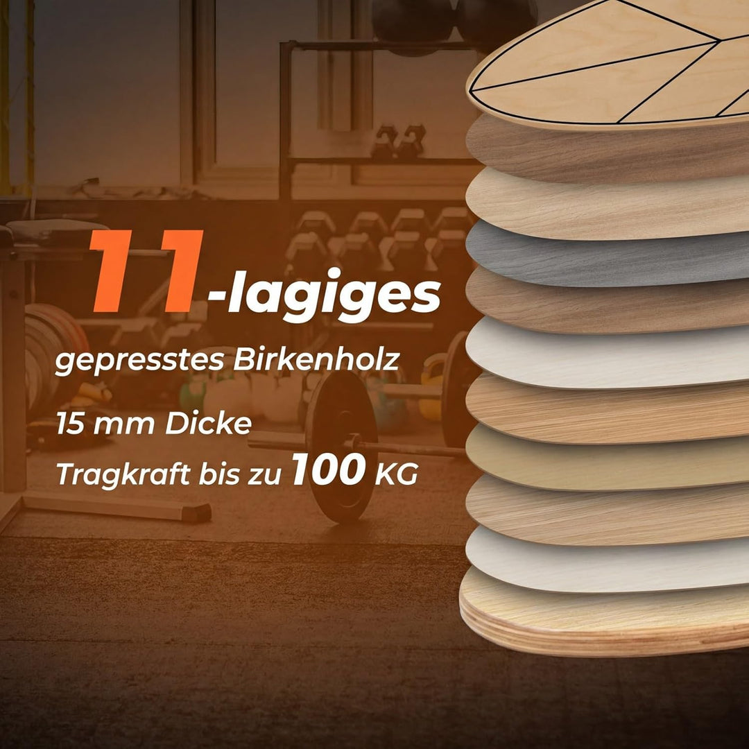 COSTWAY Balance Board mit Korkrolle, 77 cm Wackelbrett in Blattform, Gleichgewichtstrainer aus FSC-z