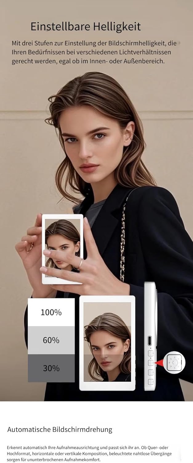 Handy Selfie Monitor 3,97", WiFi 2,4/5 GHz, 5 Std. Akku, Powerbank-Funktion, mit Lautsprecher, gross