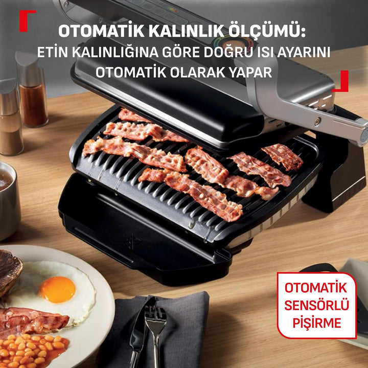 Tefal OptiGrill GC712D34 Kontaktgrill, 6 automatische Programme, Garstufenanzeige, 4 manuelle Temper