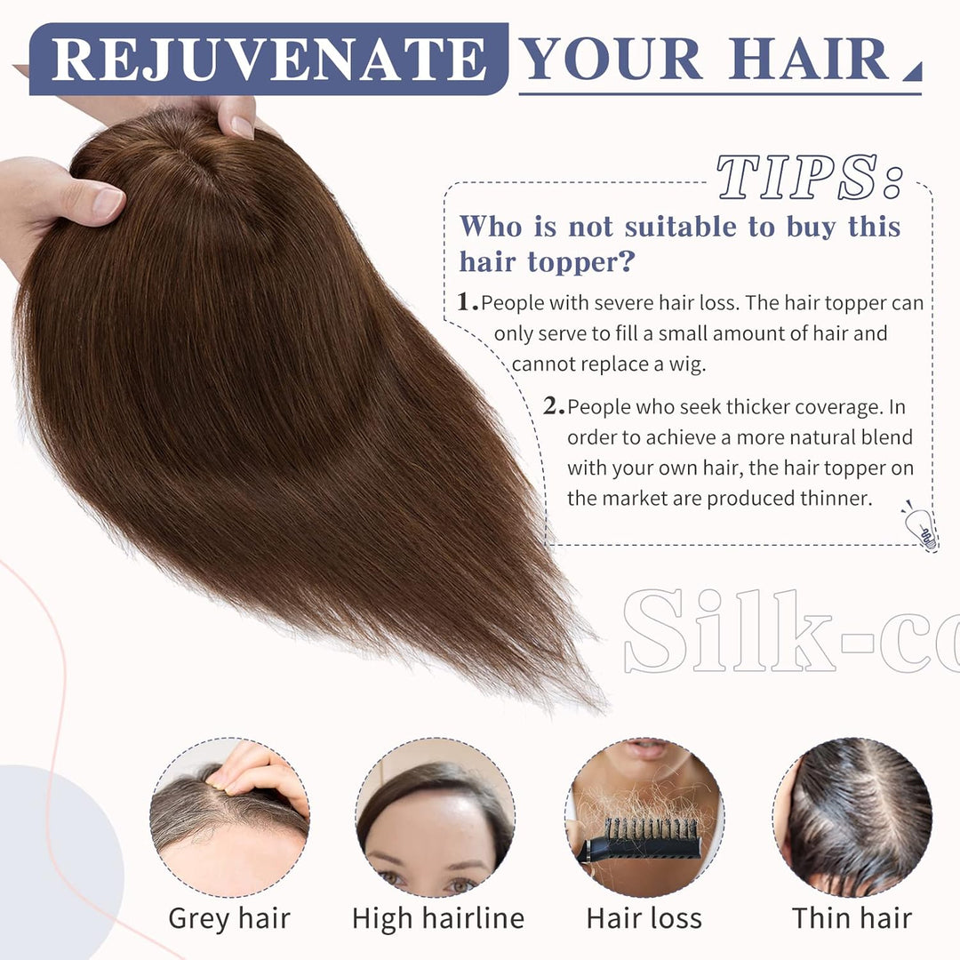 35cm Topper Extensions Echthaar Haarteile Echthaar Clip in Extensions Echthaar Glatt Toupet Haarverd