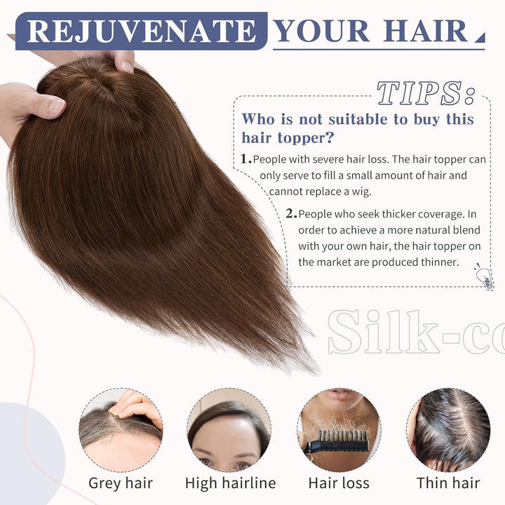35cm Topper Extensions Echthaar Haarteile Echthaar Clip in Extensions Echthaar Glatt Toupet Haarverd
