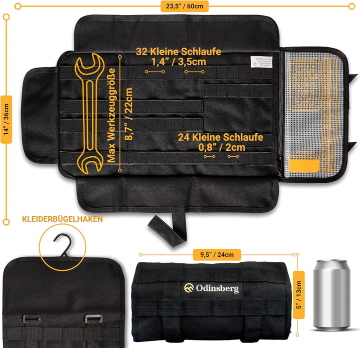 Odinsberg Heavy Duty Tool Roll Werkzeugrolle für Motorrad - Werkzeugtasche ohne Inhalt mit Taktische
