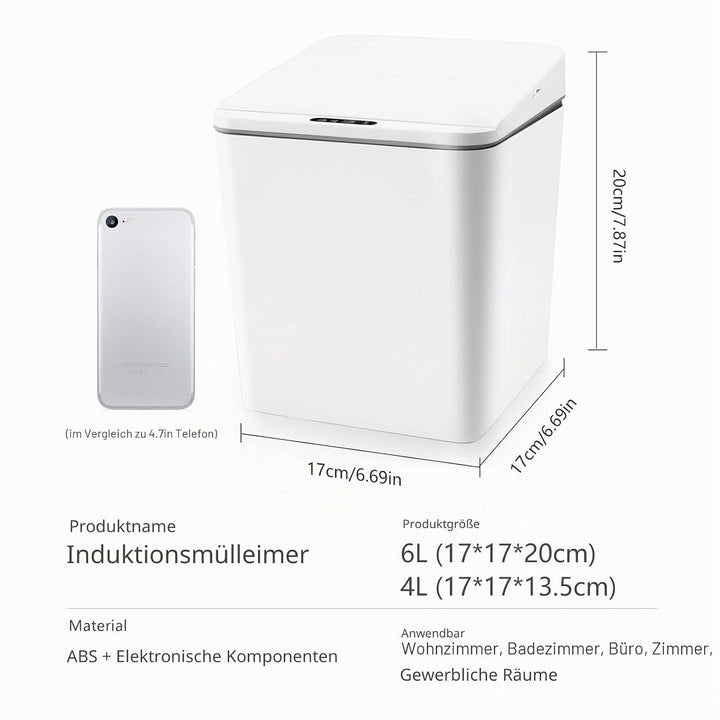 FEBHBRQ 6 Liter / 1,5 Gallon Automatische Erkennung Desktop Abfalleimer Box Form Mini Mülleimer mit