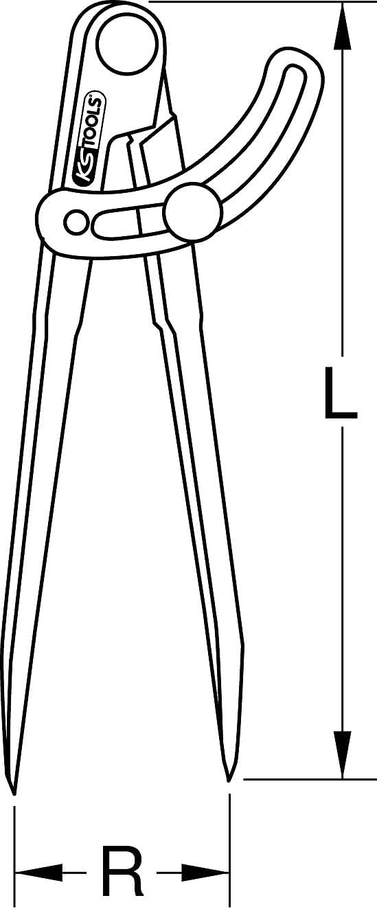 KS Tools 300.0419 Spitzzirkel mit Stellbogen, 430mm 430 mm, 430 mm