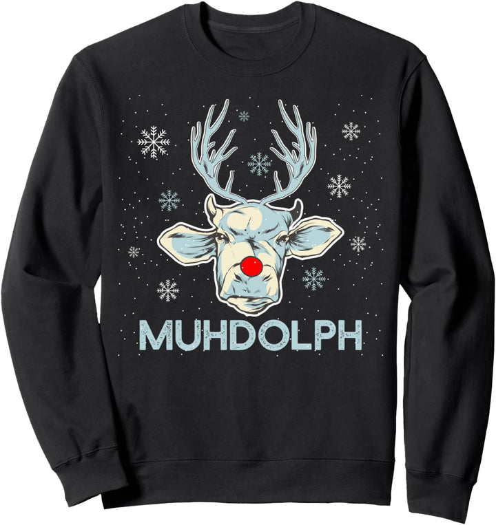 Lustiges Ugly Christmas Muhdolph Kühe Bauer Geschenk Sweatshirt