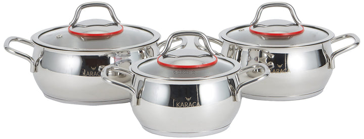Karaca Emirgan Kochtopf- Set Edelstahl, 6- teilig, Midi Set - Rostfrei, Energiesparend, Gesundes Koc